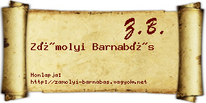 Zámolyi Barnabás névjegykártya